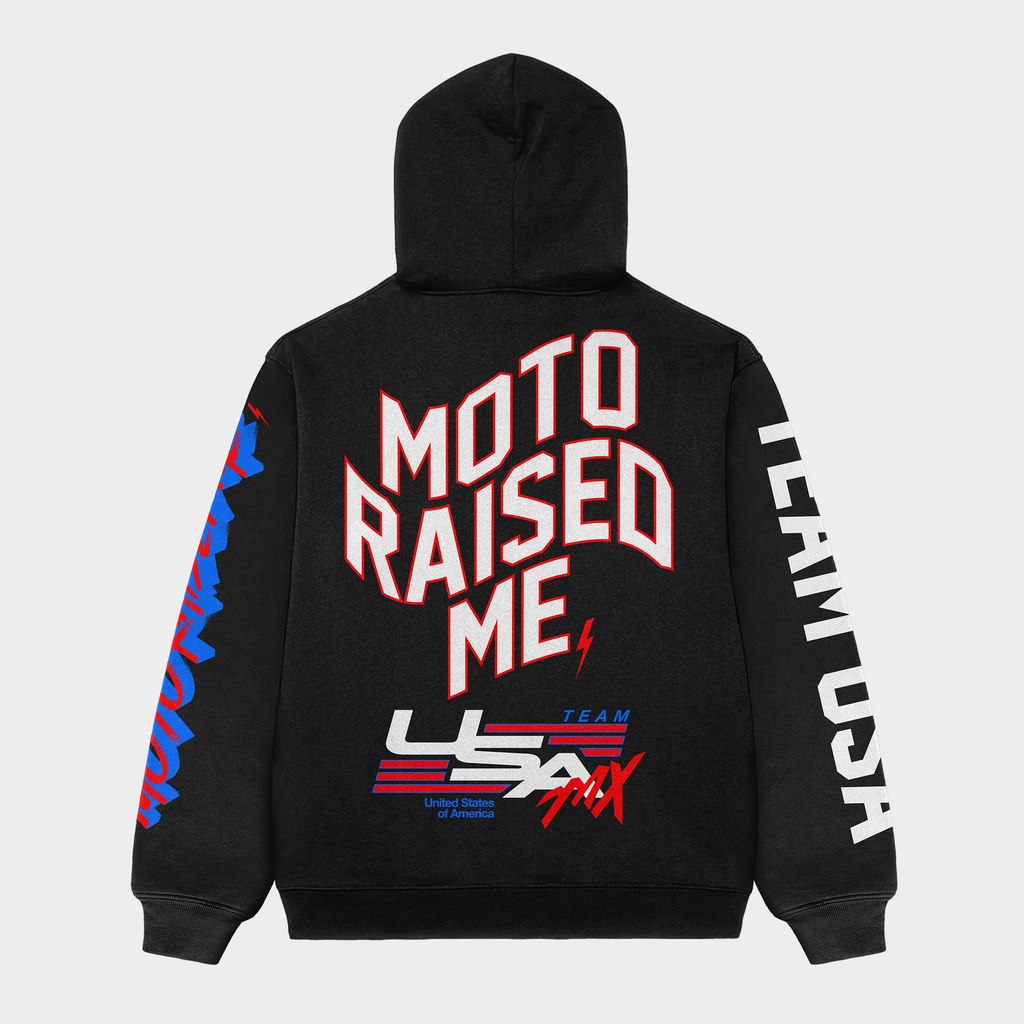 Moto Raised Me - Team USA Hoodie - Black (Adult)