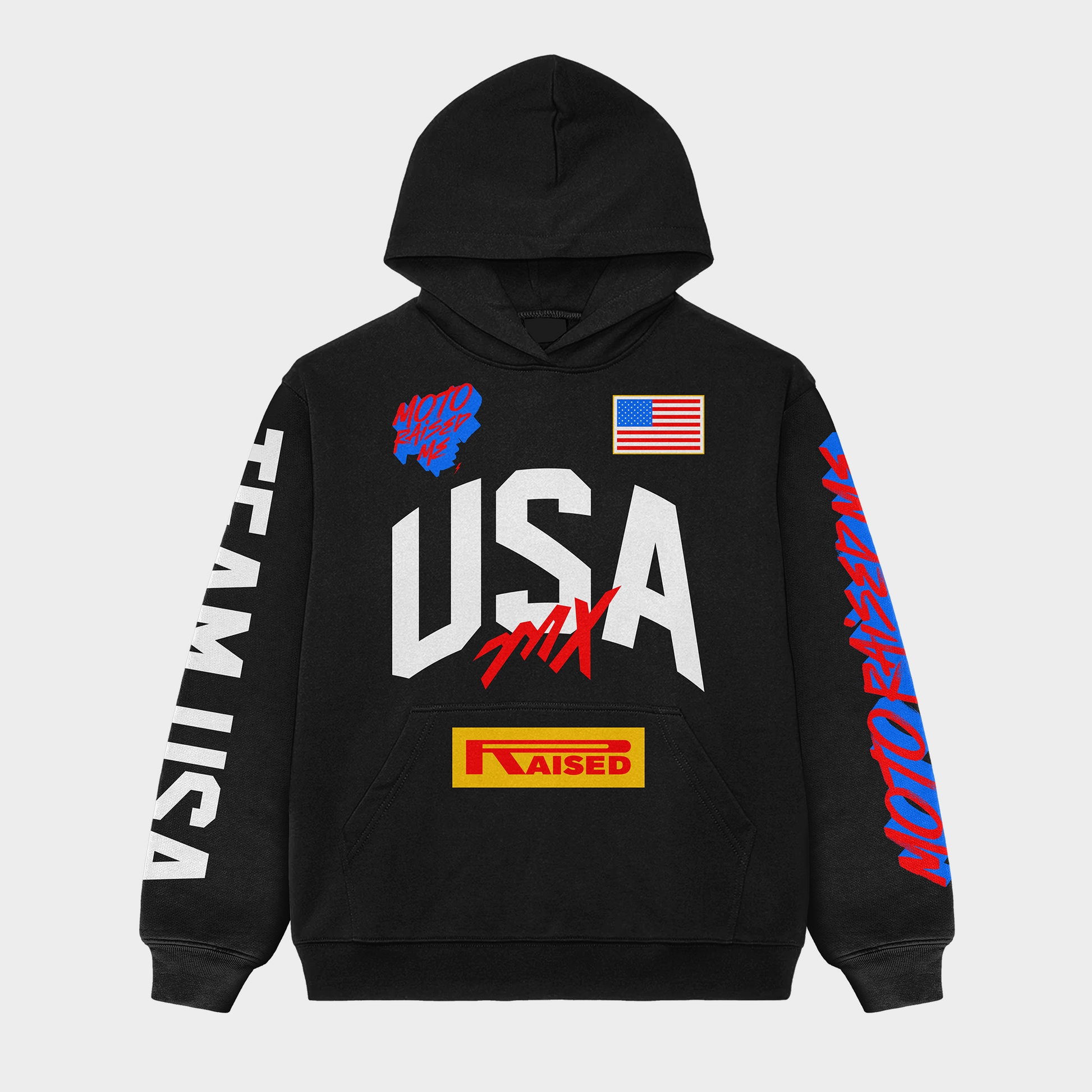 Moto Raised Me - Team USA Hoodie - Black (Adult)