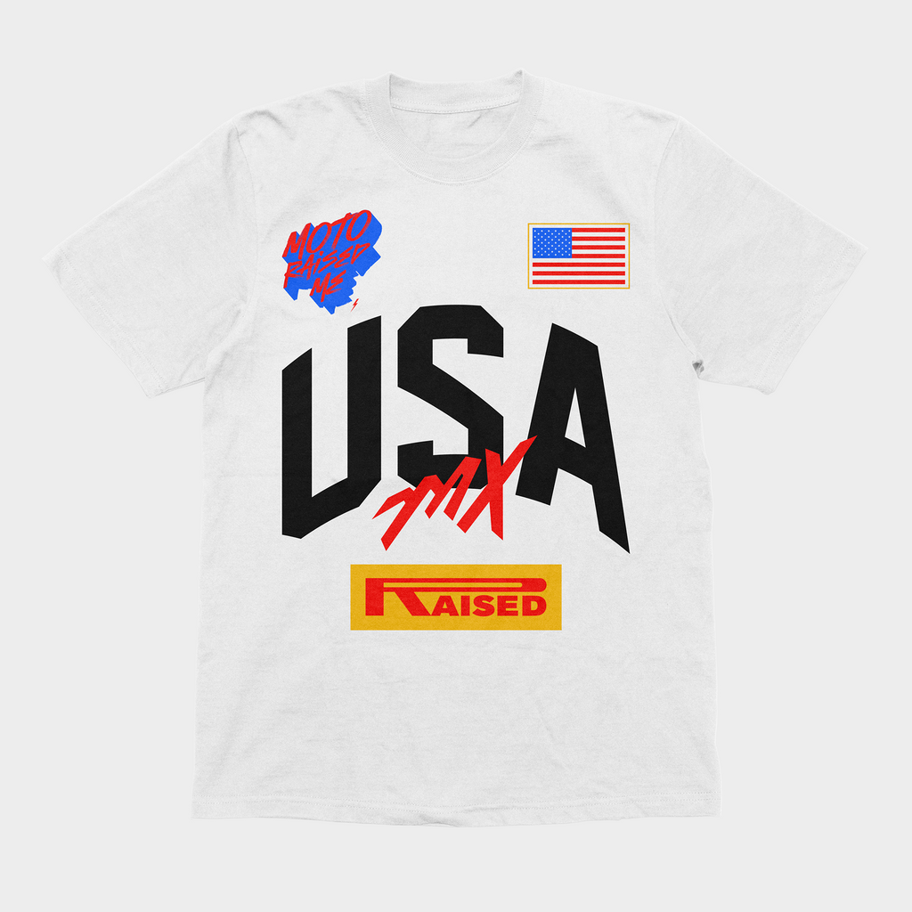Moto Raised Me - Team USA Tee - White (Adult)