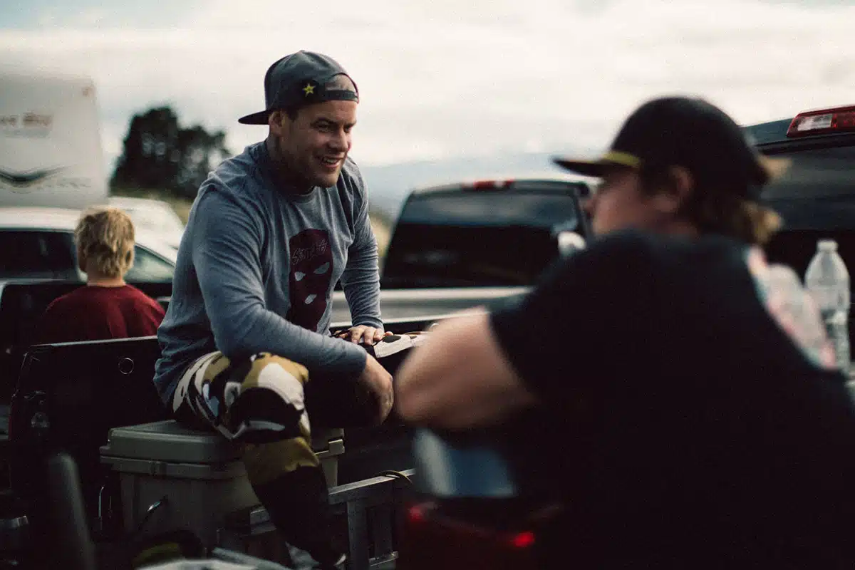 Jordie Lunn in back of his truck