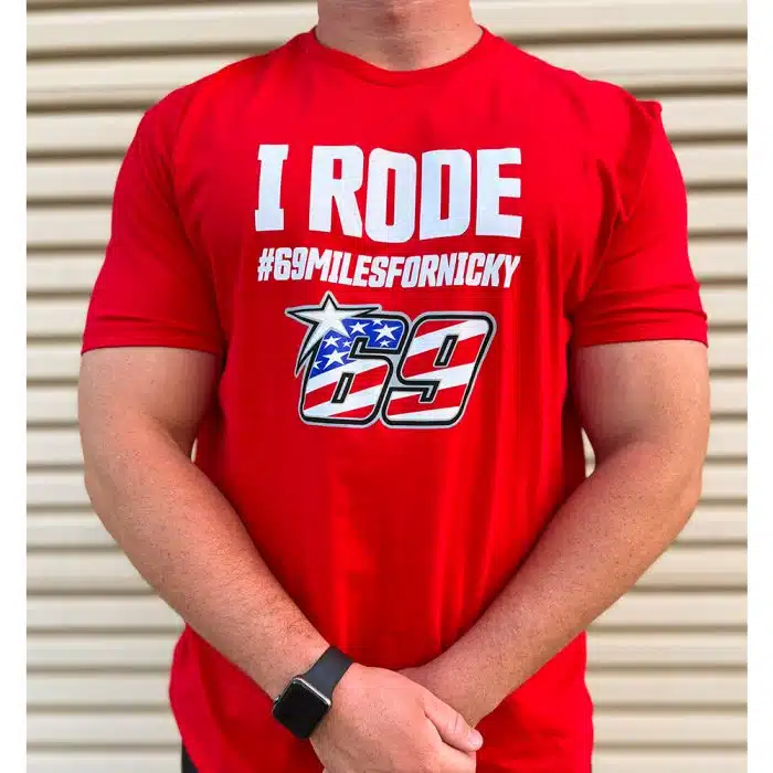 Closeup of the I Rode Nicky Hayden tee