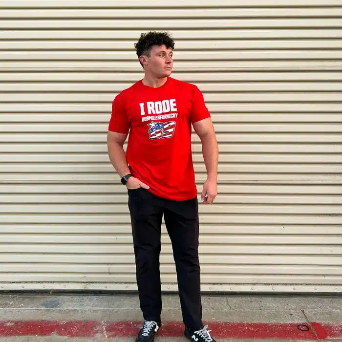 Model wearing the I Rode Nicky Hayden tee