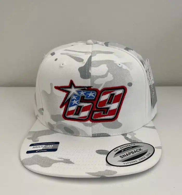 Limited Edition Nicky Hayden 69 Memorial Snapback Hat- White Camo