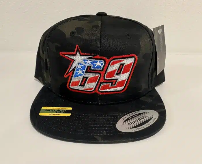 Limited Edition Nicky Hayden 69 Memorial Snapback Hat- Black Camo - Image 3